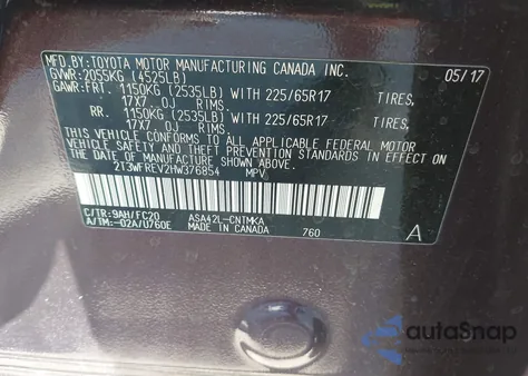 2017 Toyota Rav4 Xle from USA, damaged, VIN 2T3WFREV2HW376854